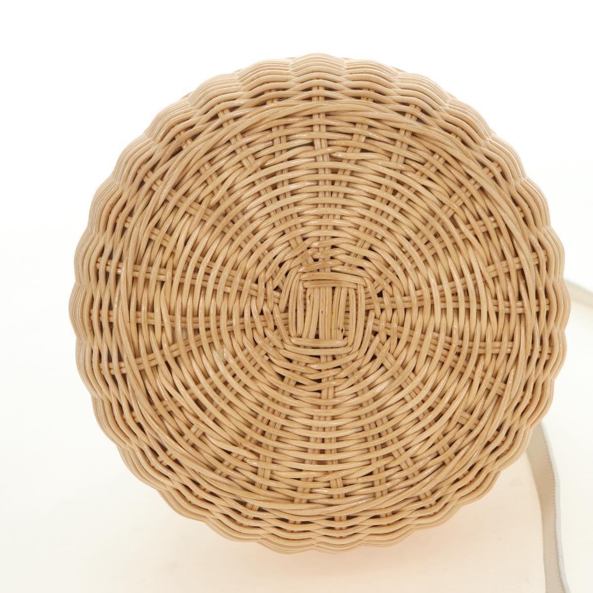 PRADA Hand Bag Rattan 2way White Gold Auth 181826SM - Jerrillo image 5