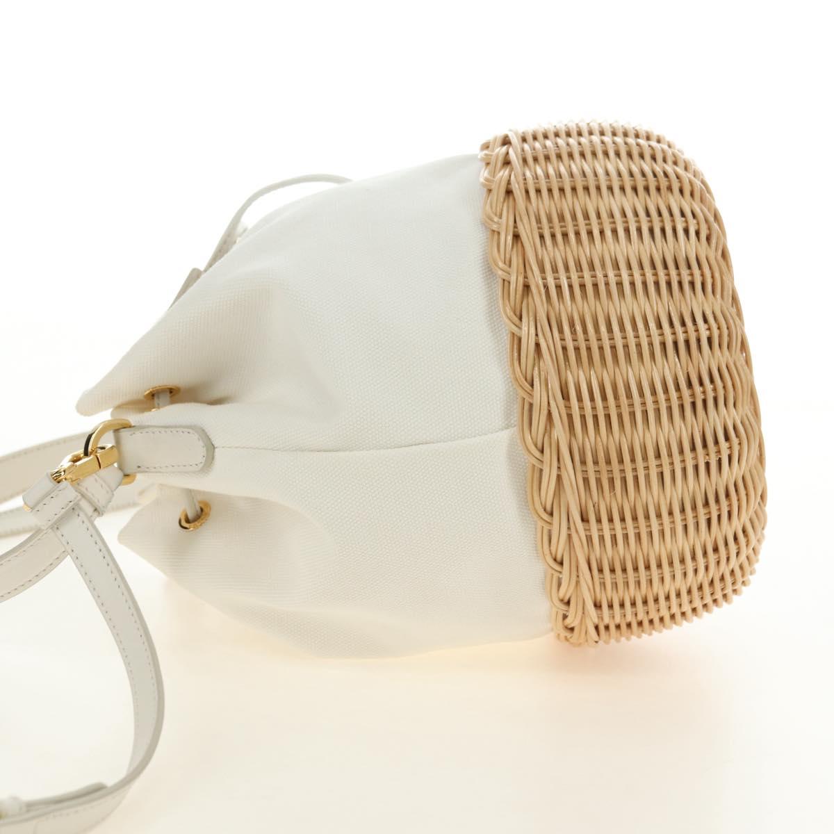 PRADA Hand Bag Rattan 2way White Gold Auth 181826SM - Jerrillo image 3