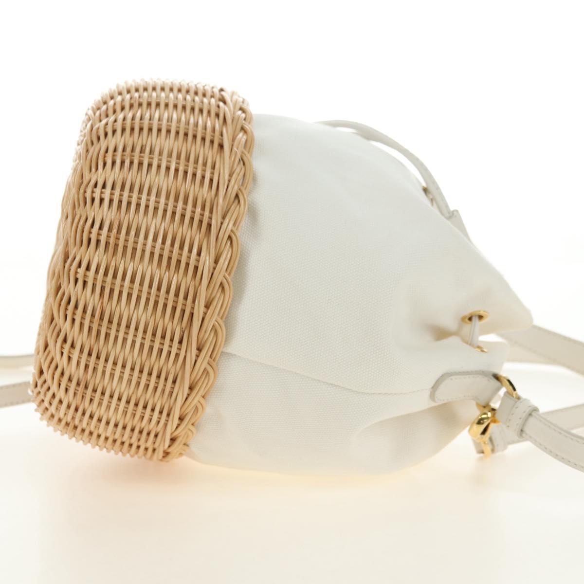 PRADA Hand Bag Rattan 2way White Gold Auth 181826SM - Jerrillo image 4