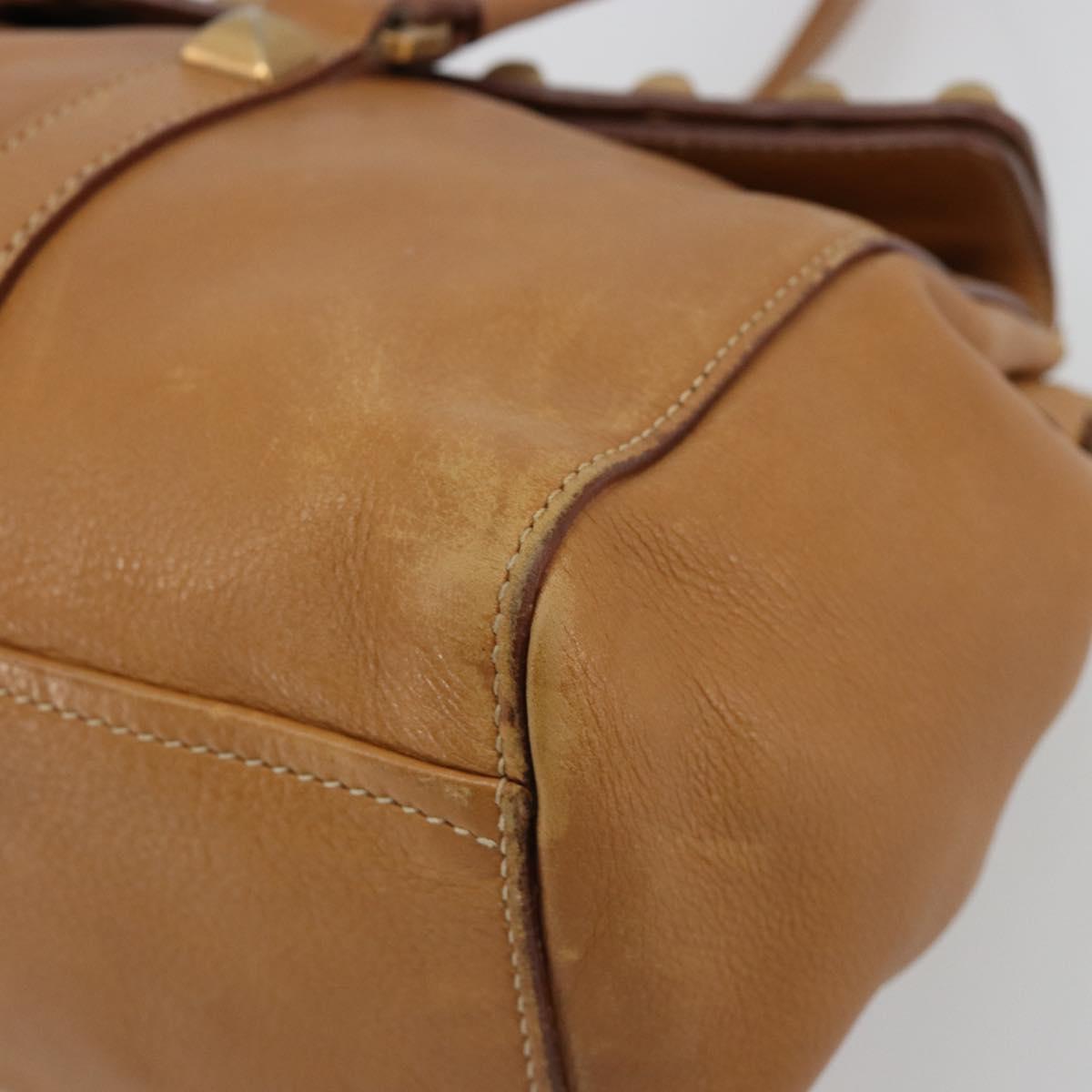 PRADA Tote Bag Leather Beige Gold Auth 181853A - Jerrillo image 10