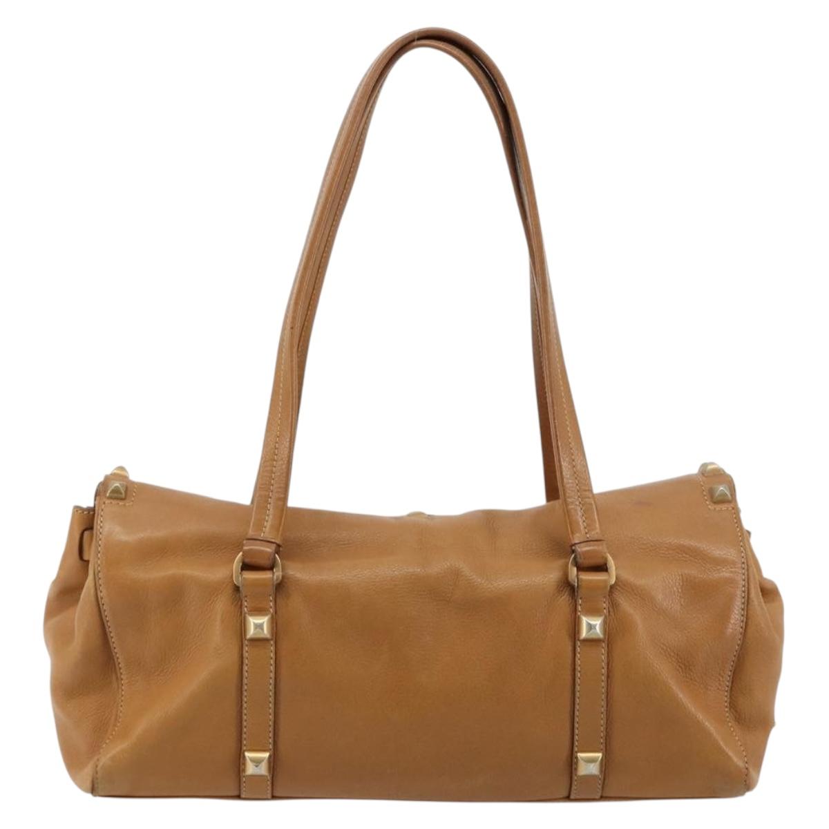 PRADA Tote Bag Leather Beige Gold Auth 181853A - Jerrillo image 3