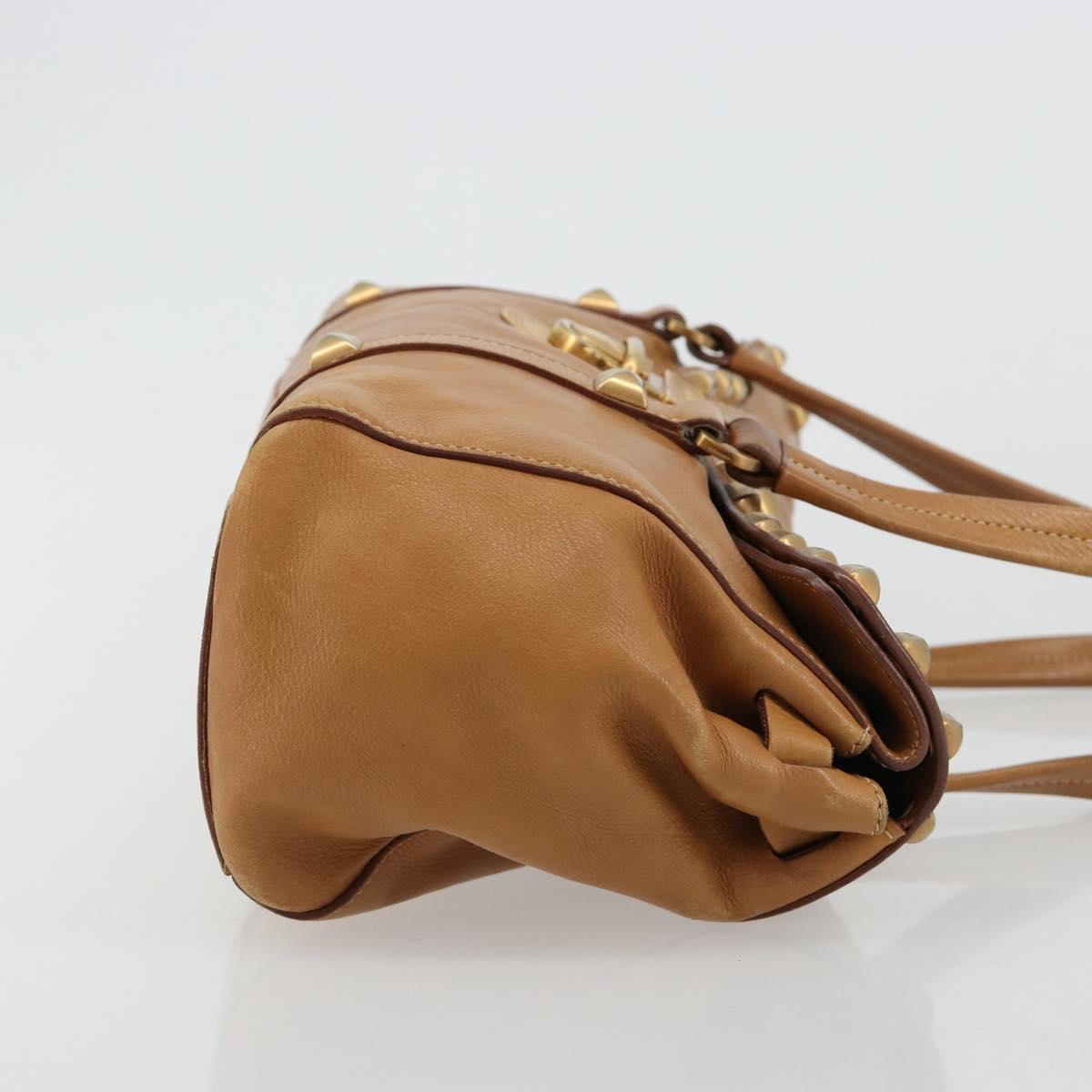 PRADA Tote Bag Leather Beige Gold Auth 181853A - Jerrillo image 4