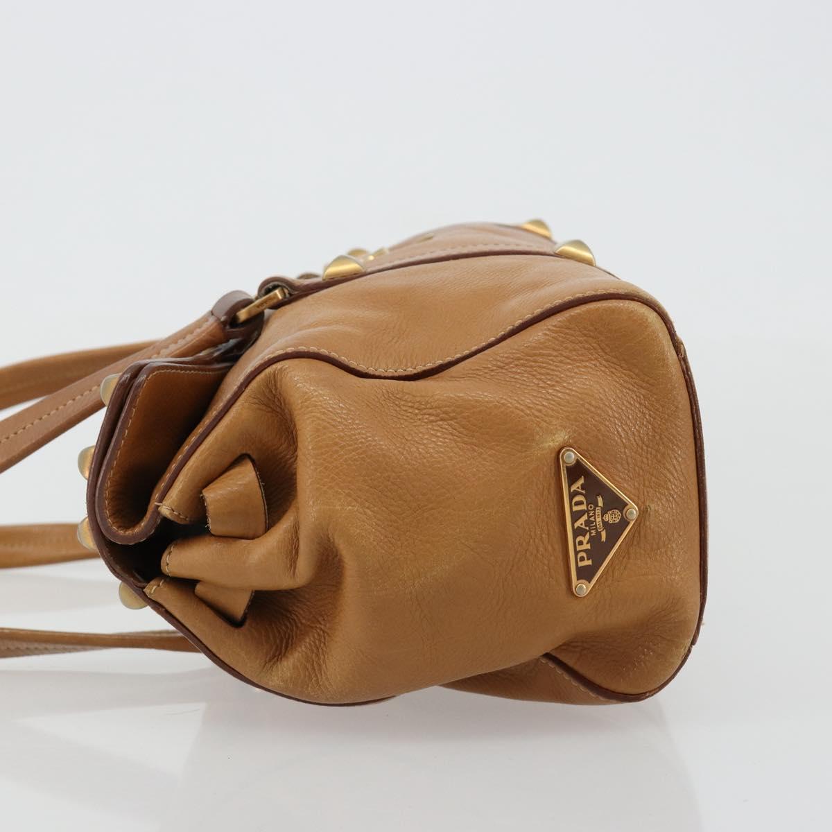 PRADA Tote Bag Leather Beige Gold Auth 181853A - Jerrillo image 5