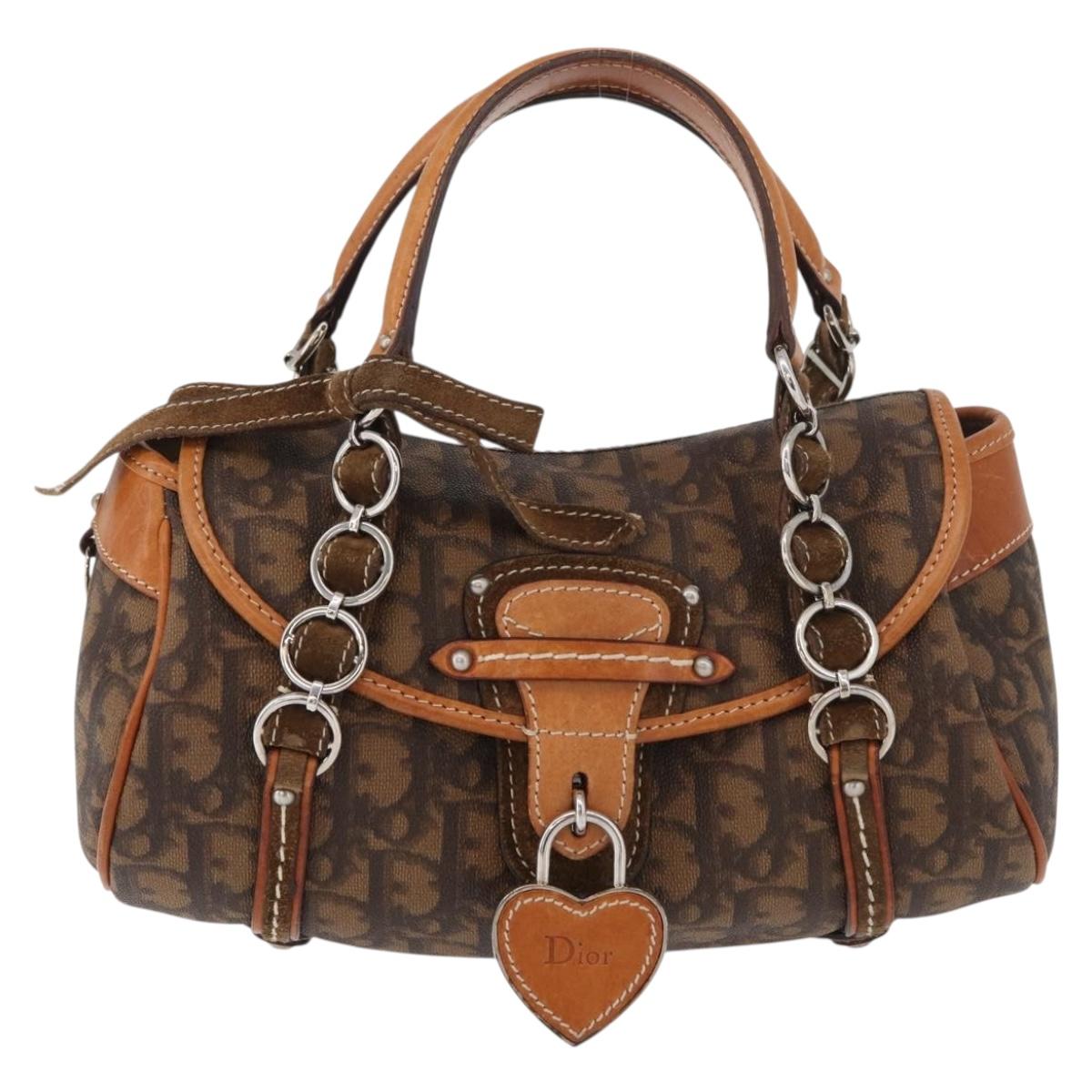 Christian Dior Trotter Canvas Romantic Hand Bag PVC Brown Silver Auth 181900V - Jerrillo image 2