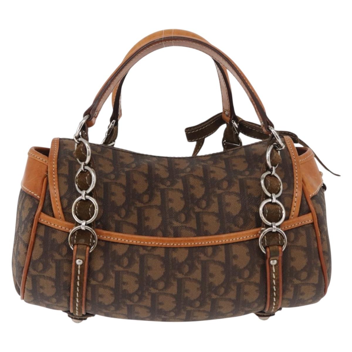 Christian Dior Trotter Canvas Romantic Hand Bag PVC Brown Silver Auth 181900V - Jerrillo image 3