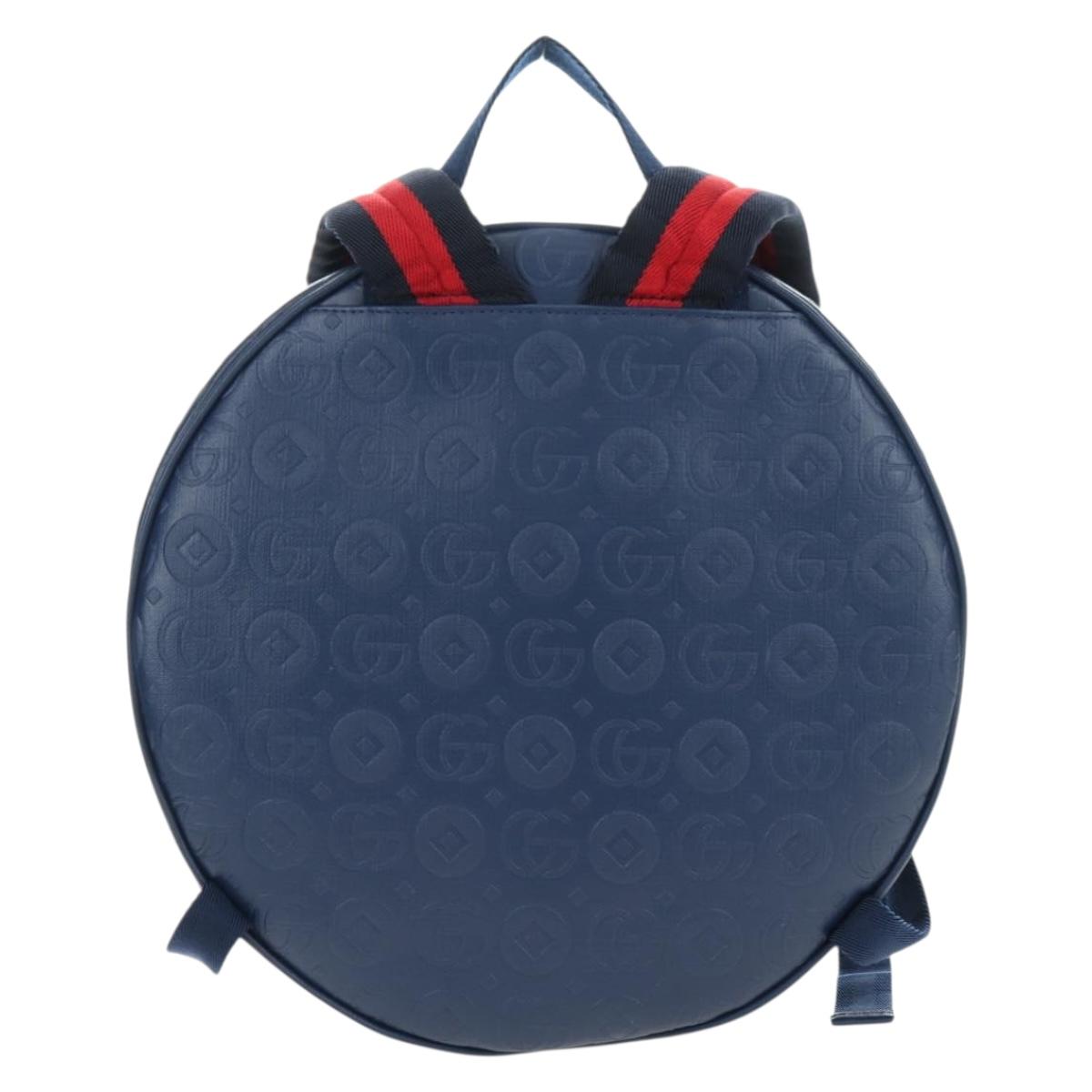 GUCCI Sherry Line Double G Backpack Leather Navy Silver Red 752358 Auth 181963M - Jerrillo image 2