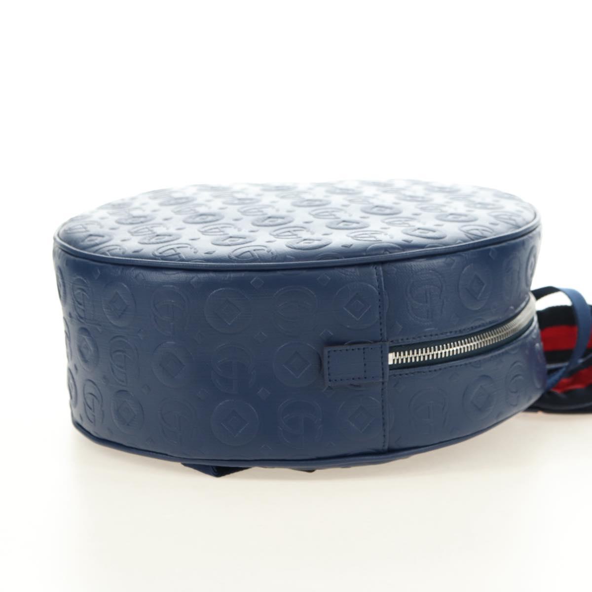 GUCCI Sherry Line Double G Backpack Leather Navy Silver Red 752358 Auth 181963M - Jerrillo image 4