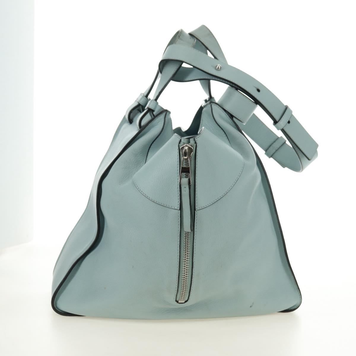 LOEWE Hammock Medium Hand Bag Leather 2way Light Blue Silver Auth 182026V - Jerrillo image 4