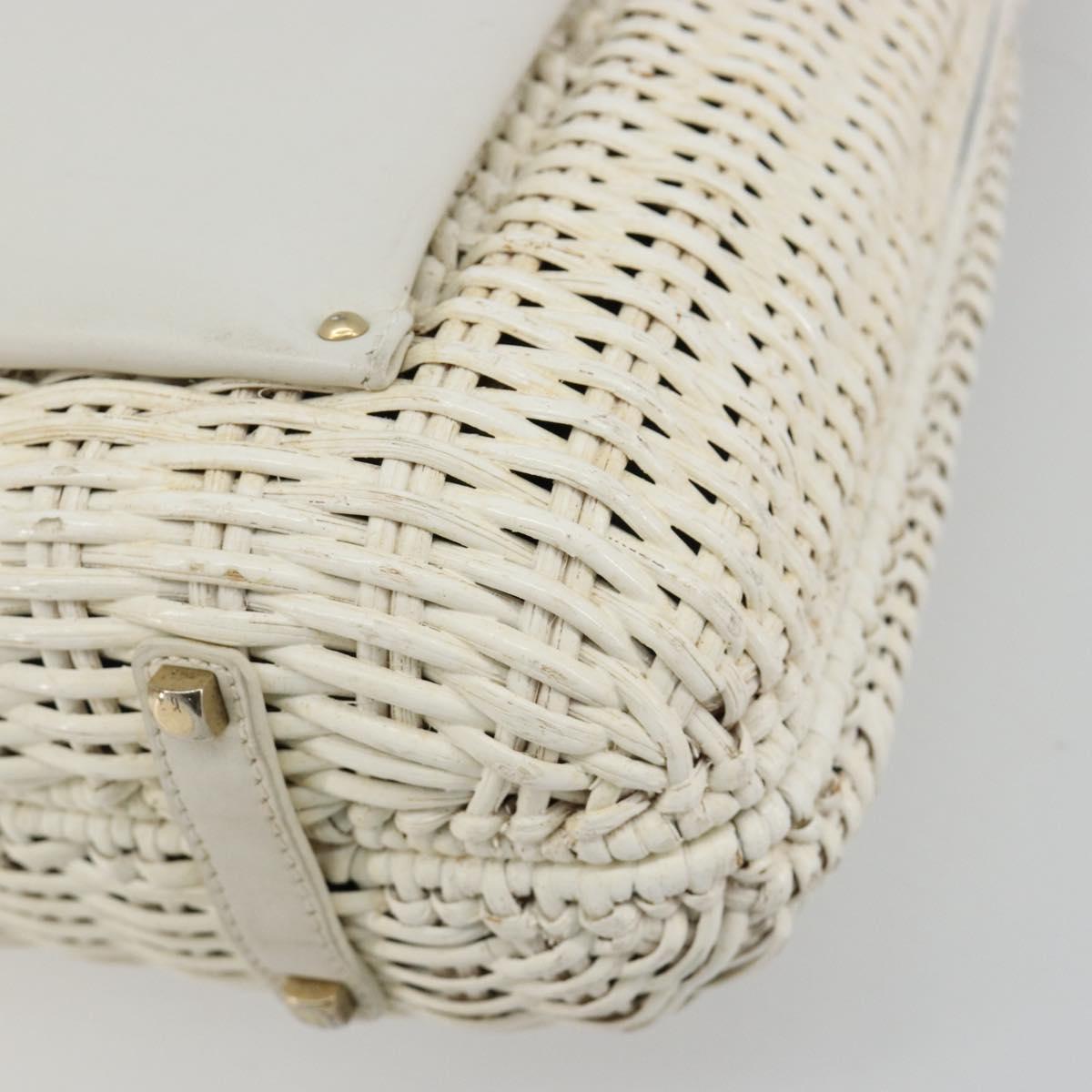 Salvatore Ferragamo Gancini Hand Bag Rattan White Gold Auth 182039A - Jerrillo image 10
