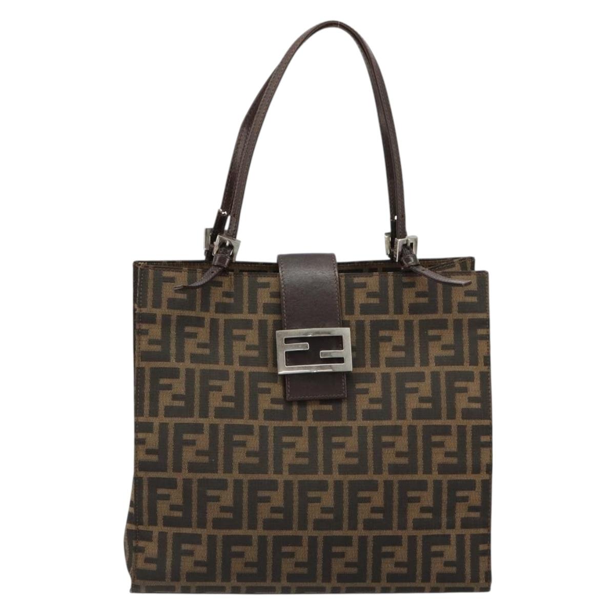 FENDI Zucca Canvas Mamma Baguette Tote Bag Black Brown Auth 182074 - Jerrillo image 2