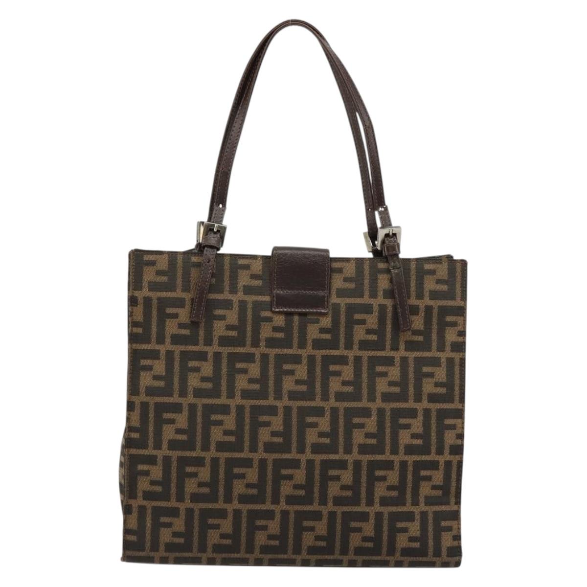 FENDI Zucca Canvas Mamma Baguette Tote Bag Black Brown Auth 182074 - Jerrillo image 3