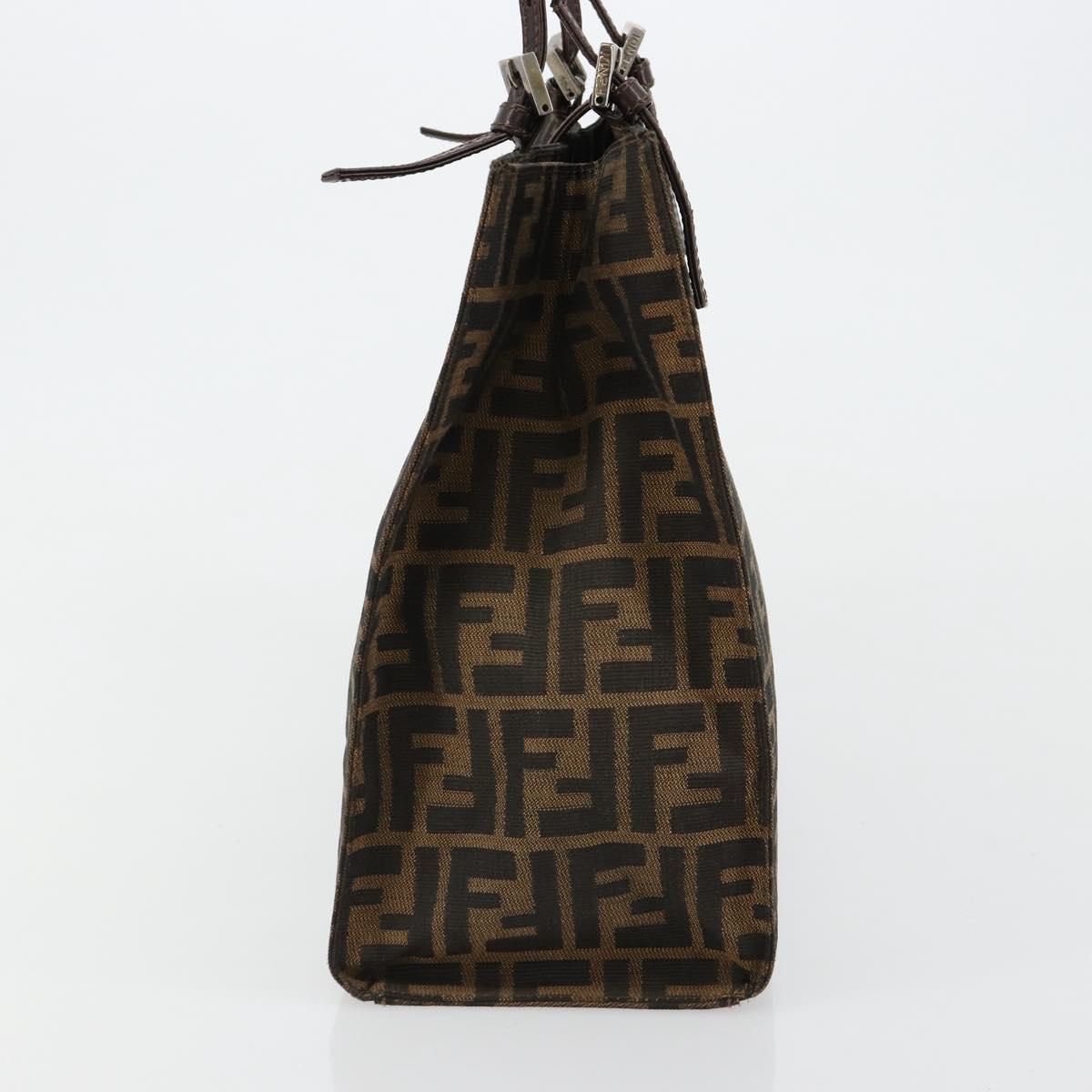 FENDI Zucca Canvas Mamma Baguette Tote Bag Black Brown Auth 182074 - Jerrillo image 4
