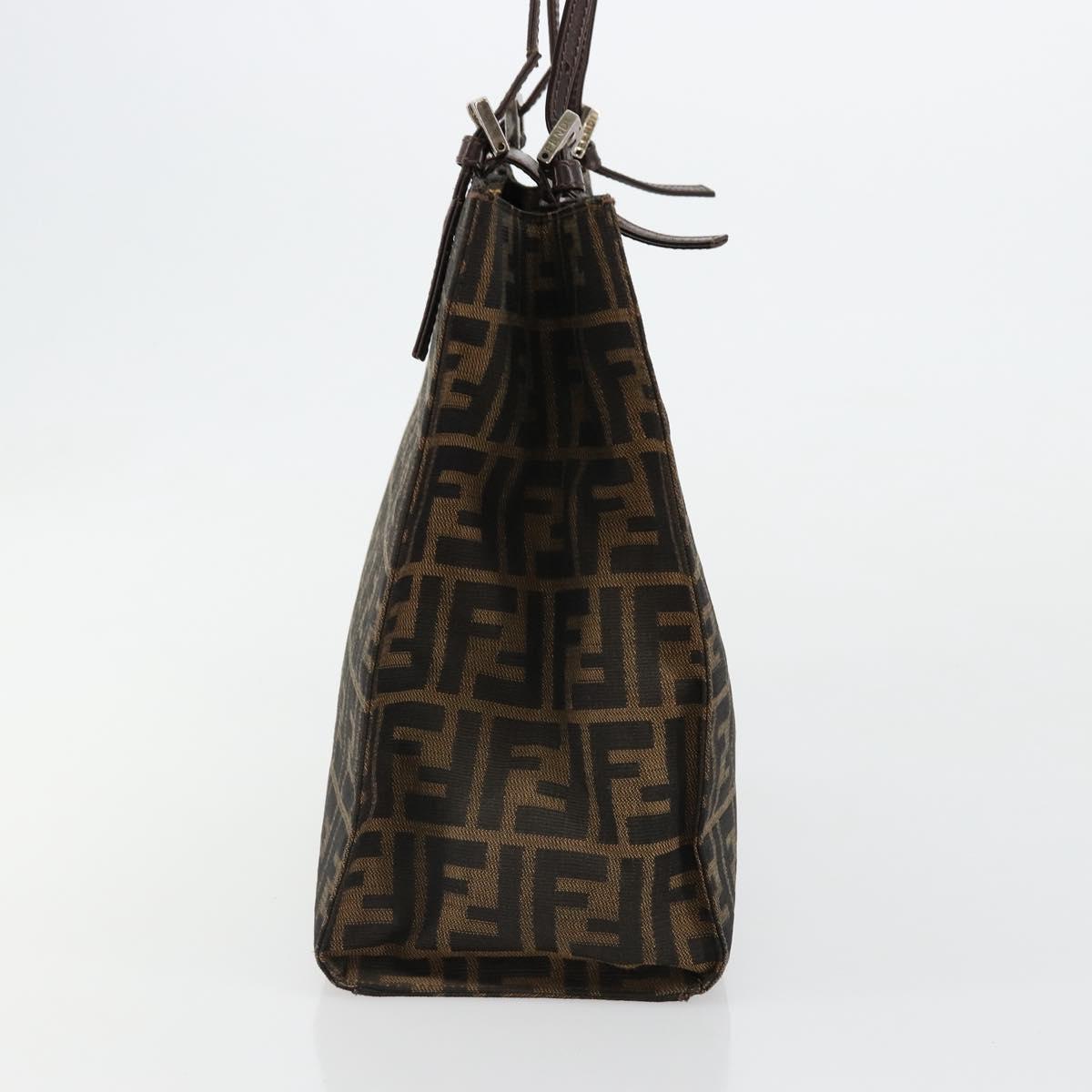 FENDI Zucca Canvas Mamma Baguette Tote Bag Black Brown Auth 182074 - Jerrillo image 5