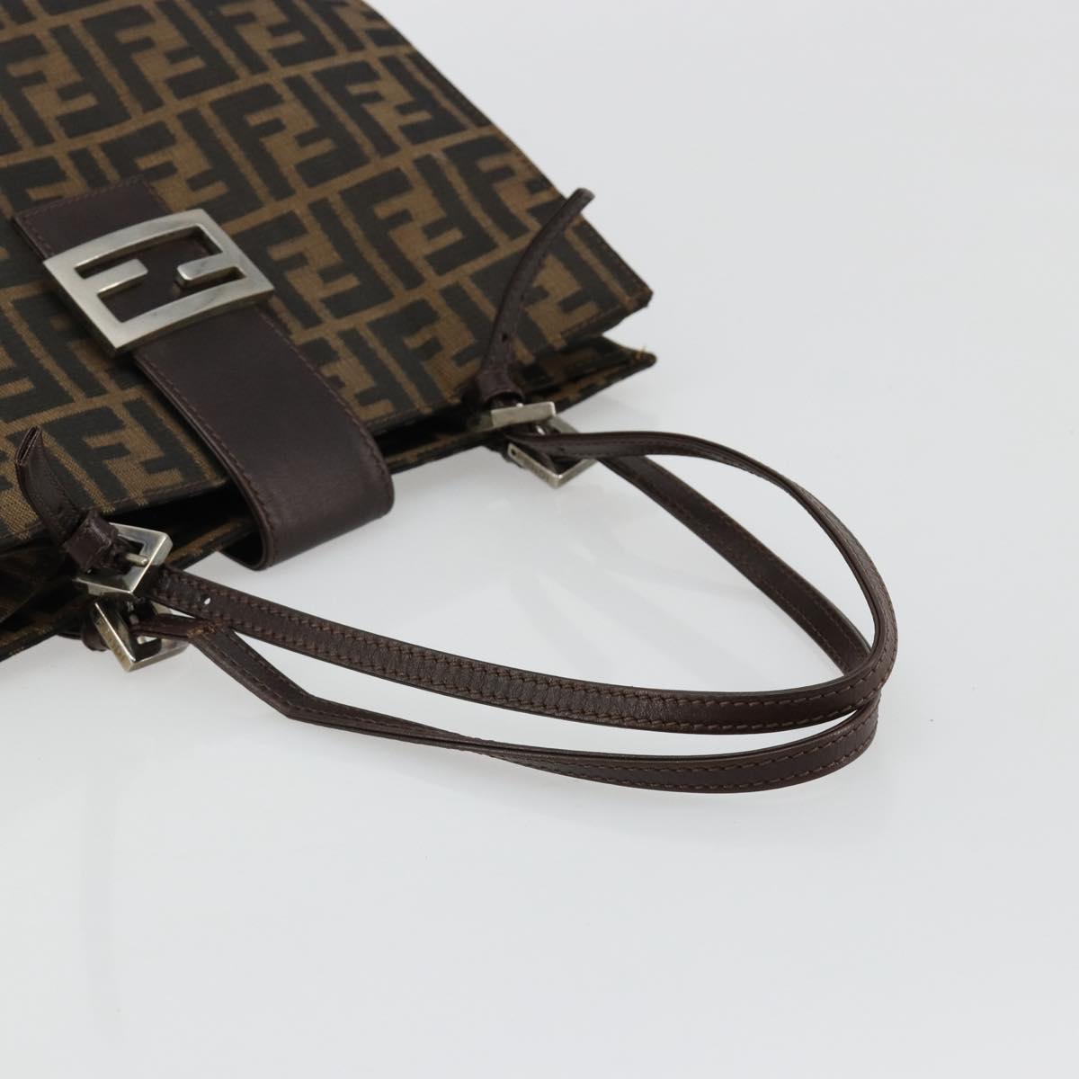 FENDI Zucca Canvas Mamma Baguette Tote Bag Black Brown Auth 182074 - Jerrillo image 7