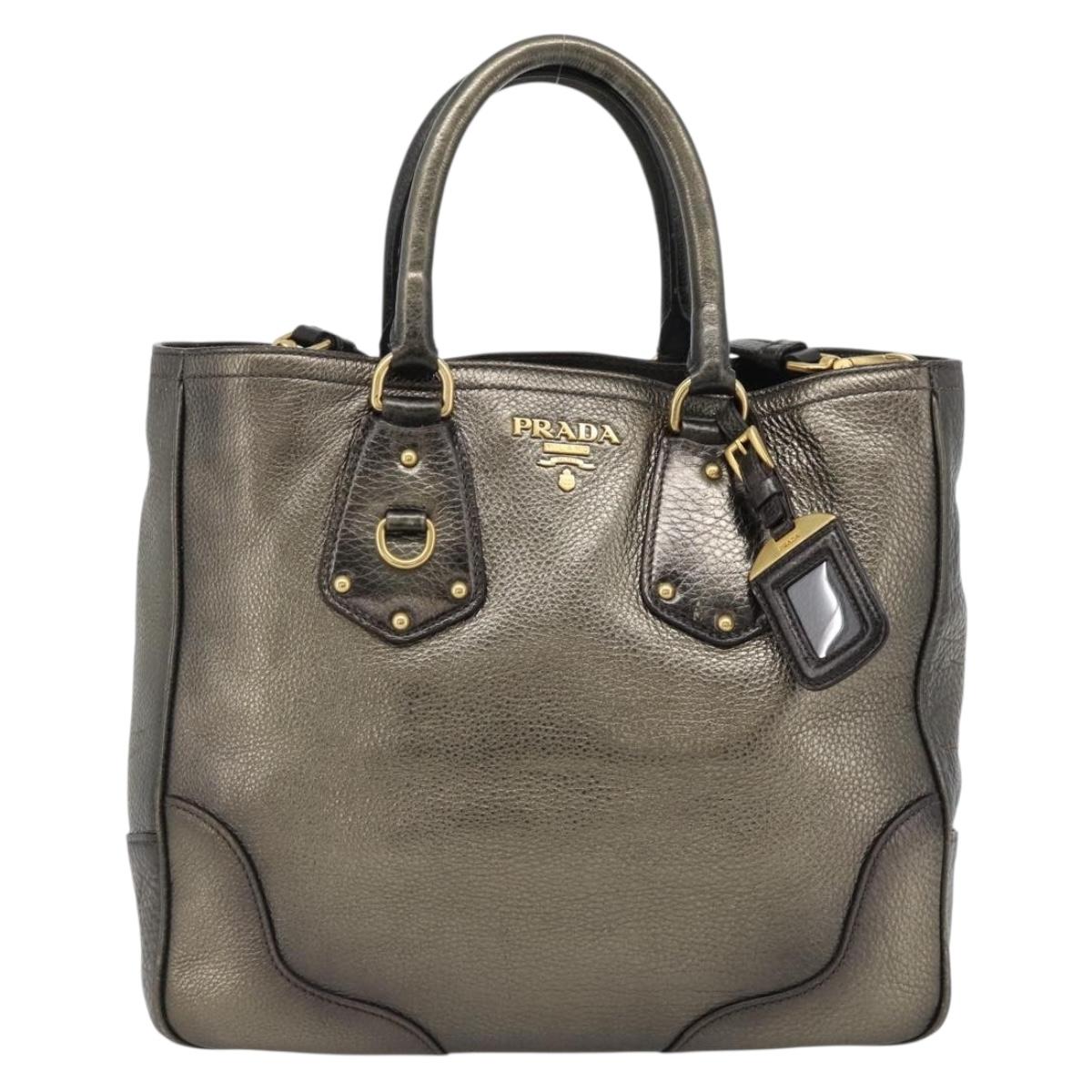 PRADA Tote Bag Leather 2way Gold Auth 182095 - Jerrillo image 2