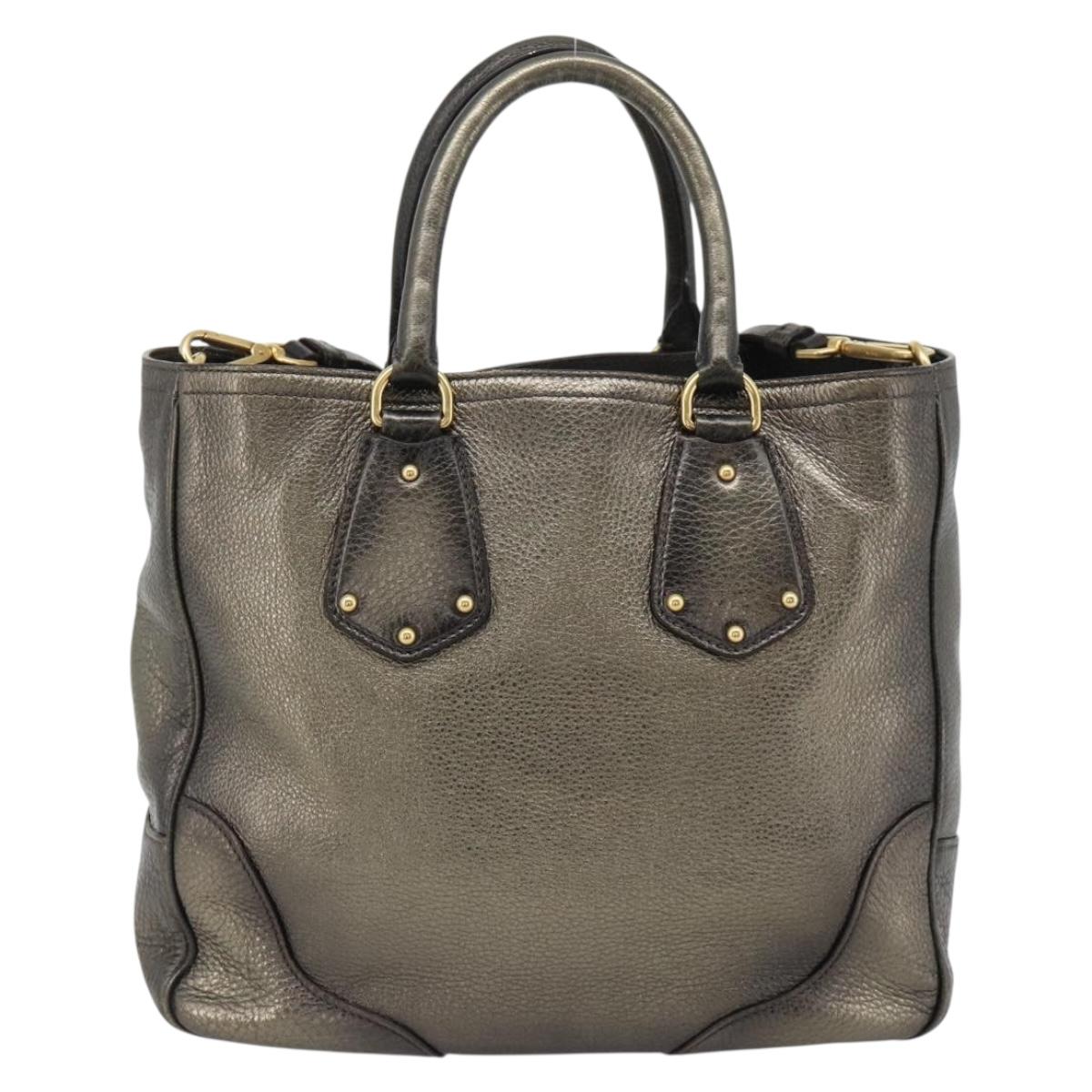 PRADA Tote Bag Leather 2way Gold Auth 182095 - Jerrillo image 3