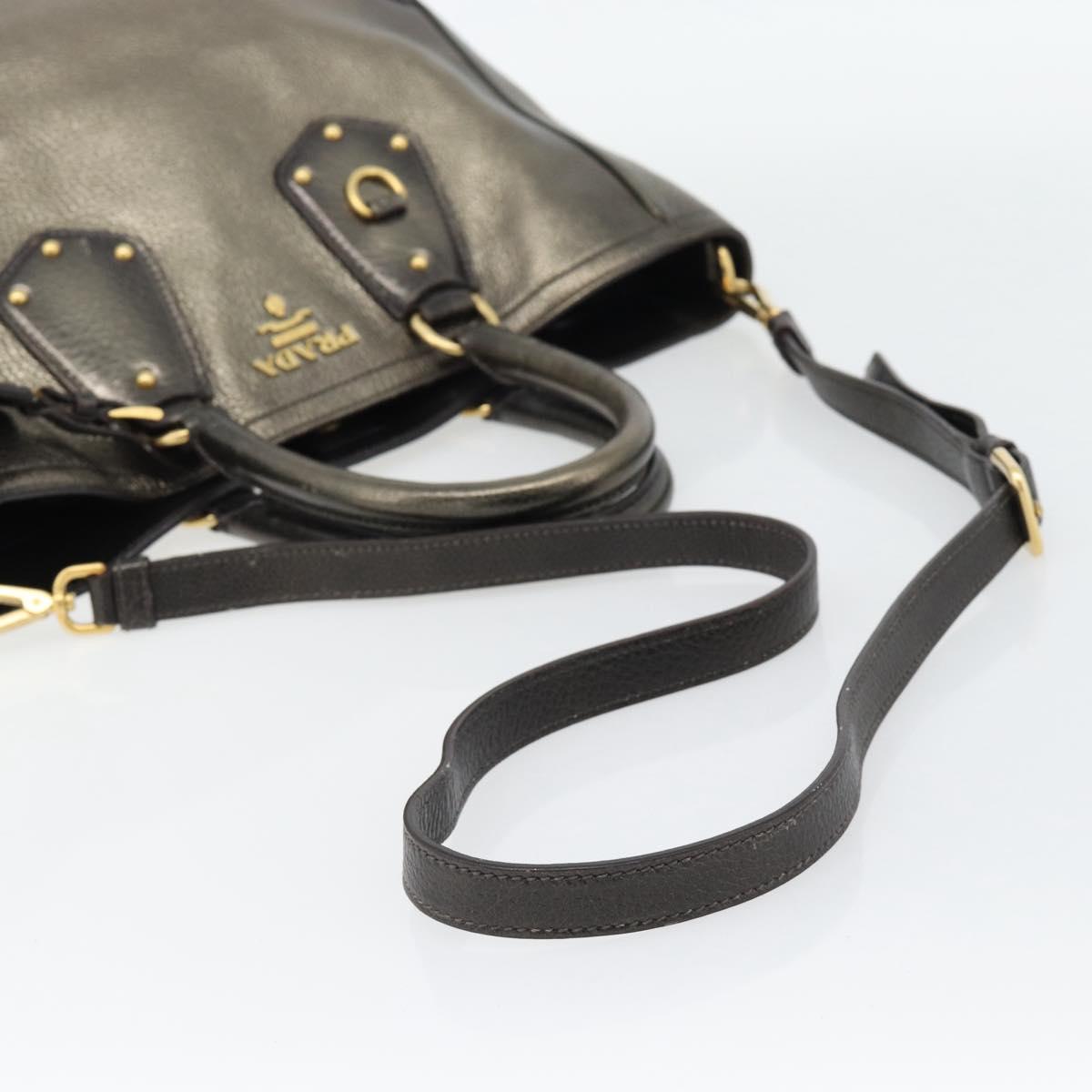 PRADA Tote Bag Leather 2way Gold Auth 182095 - Jerrillo image 9