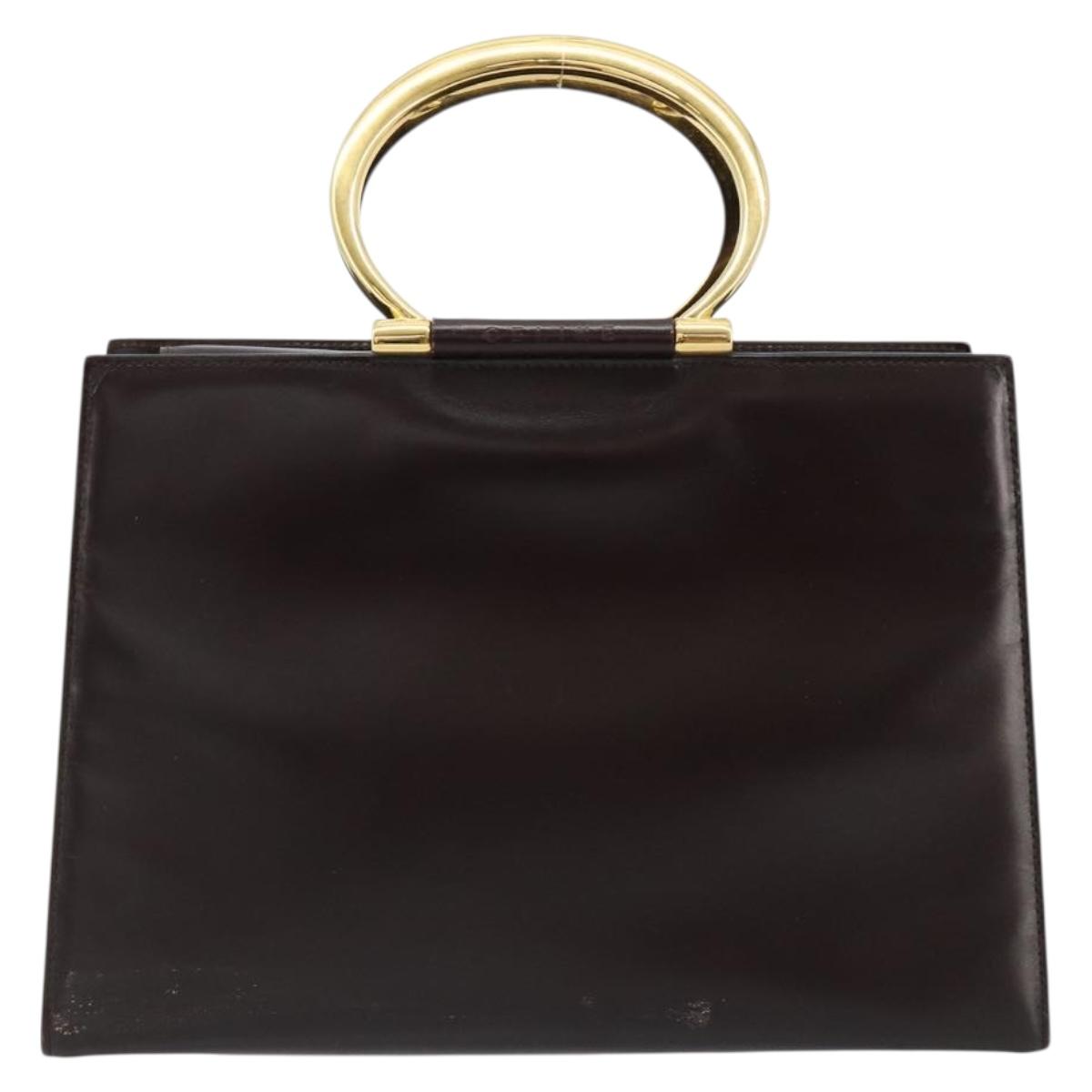 CELINE Hand Bag Leather Brown Gold Auth 182104 - Jerrillo image 2