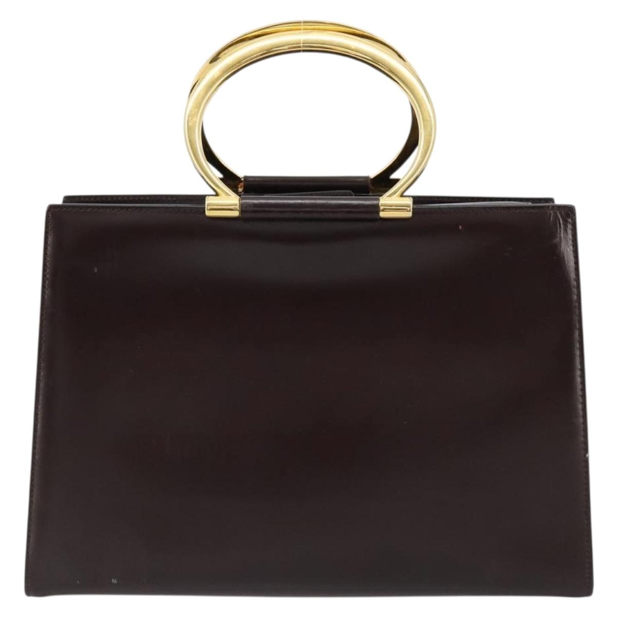 CELINE Hand Bag Leather Brown Gold Auth 182104 - Jerrillo image 3