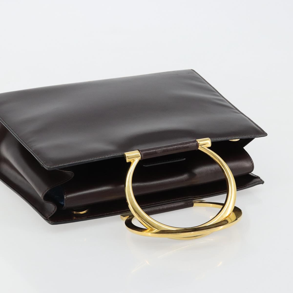 CELINE Hand Bag Leather Brown Gold Auth 182104 - Jerrillo image 6