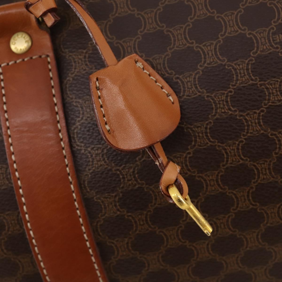 CELINE Macadam Canvas Boston Bag PVC Leather Brown Gold Auth 182143A - Jerrillo image 10