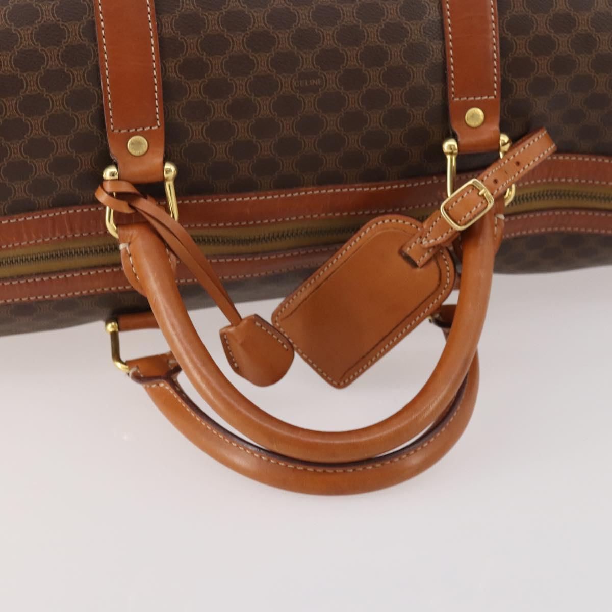 CELINE Macadam Canvas Boston Bag PVC Leather Brown Gold Auth 182143A - Jerrillo image 7
