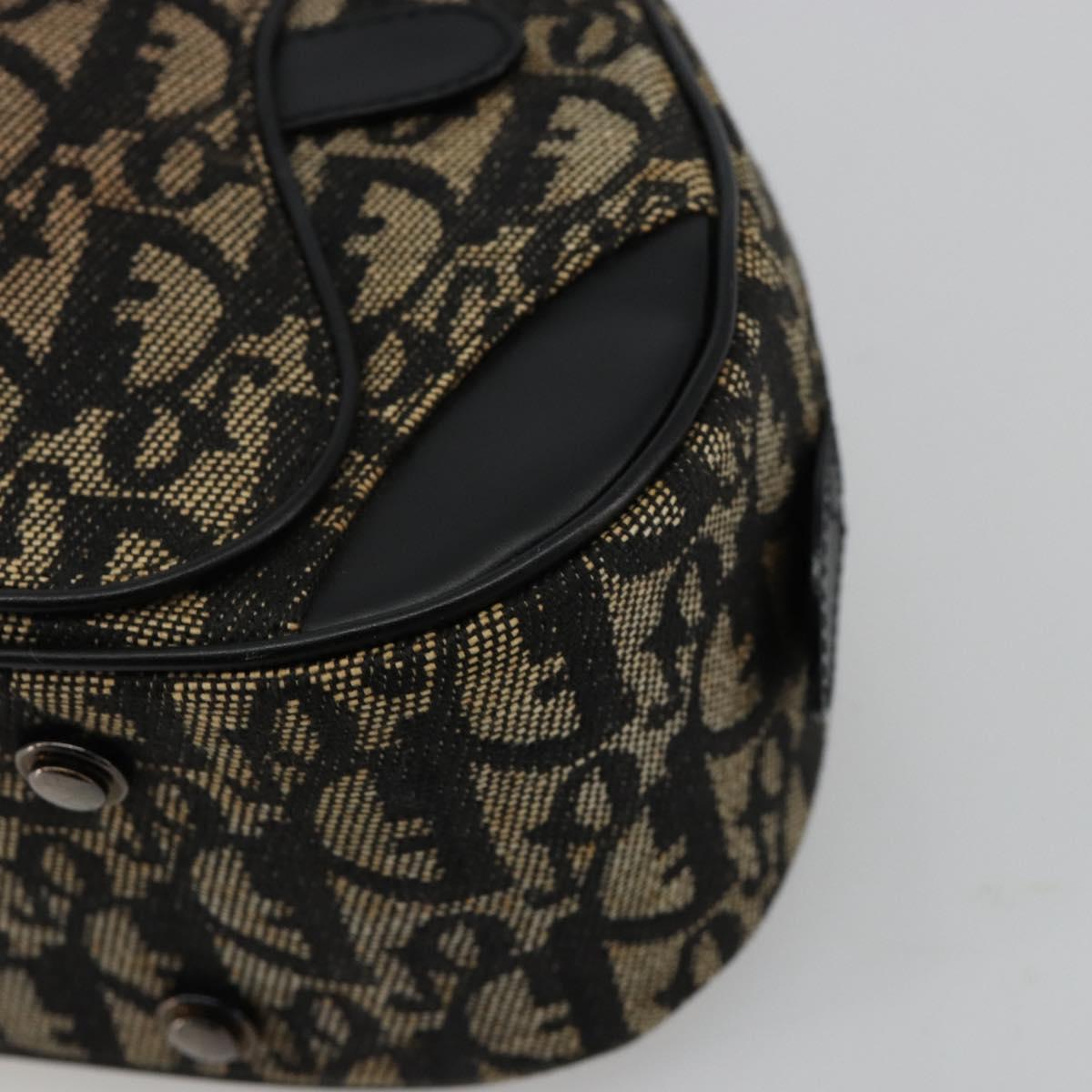 Christian Dior Trotter Canvas Double Saddle Hand Bag Black Silver Auth 182186 - Jerrillo image 10