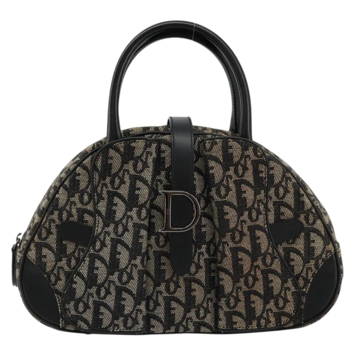 Christian Dior Trotter Canvas Double Saddle Hand Bag Black Silver Auth 182186 - Jerrillo image 2
