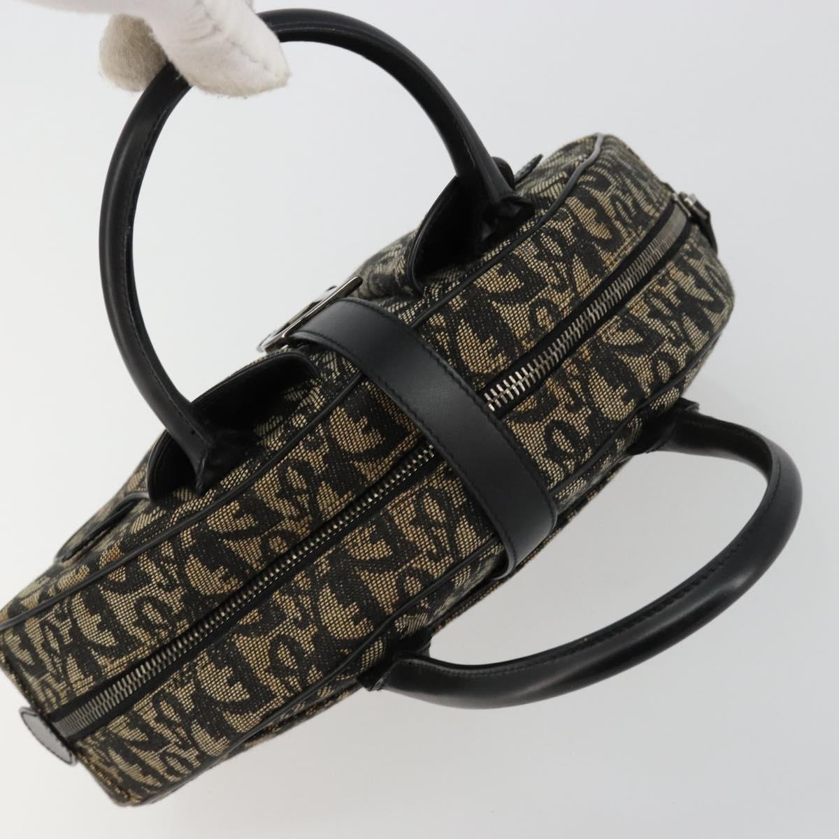 Christian Dior Trotter Canvas Double Saddle Hand Bag Black Silver Auth 182186 - Jerrillo image 6