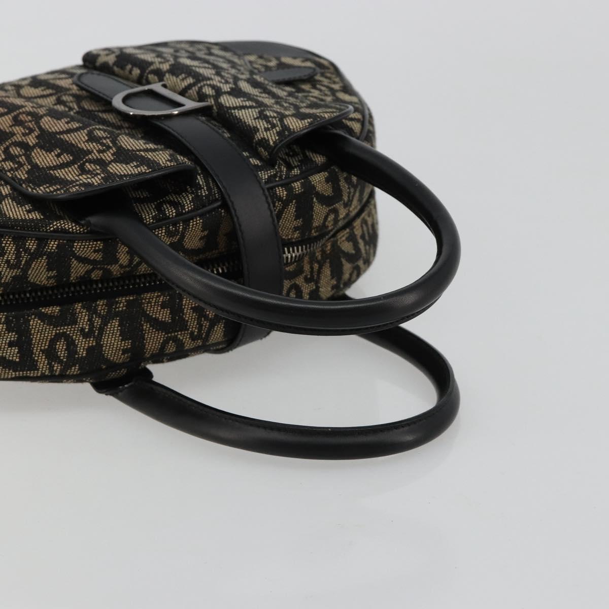 Christian Dior Trotter Canvas Double Saddle Hand Bag Black Silver Auth 182186 - Jerrillo image 7