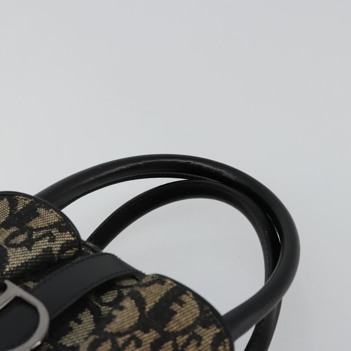 Christian Dior Trotter Canvas Double Saddle Hand Bag Black Silver Auth 182186 - Jerrillo image 8