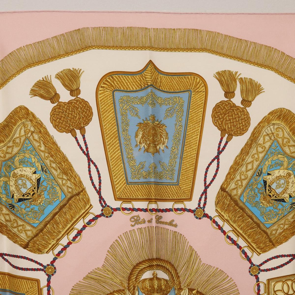 HERMES Carre 90 Scarf "Poste et Cavalerie" Silk Pink Auth 182247 - Jerrillo image 3