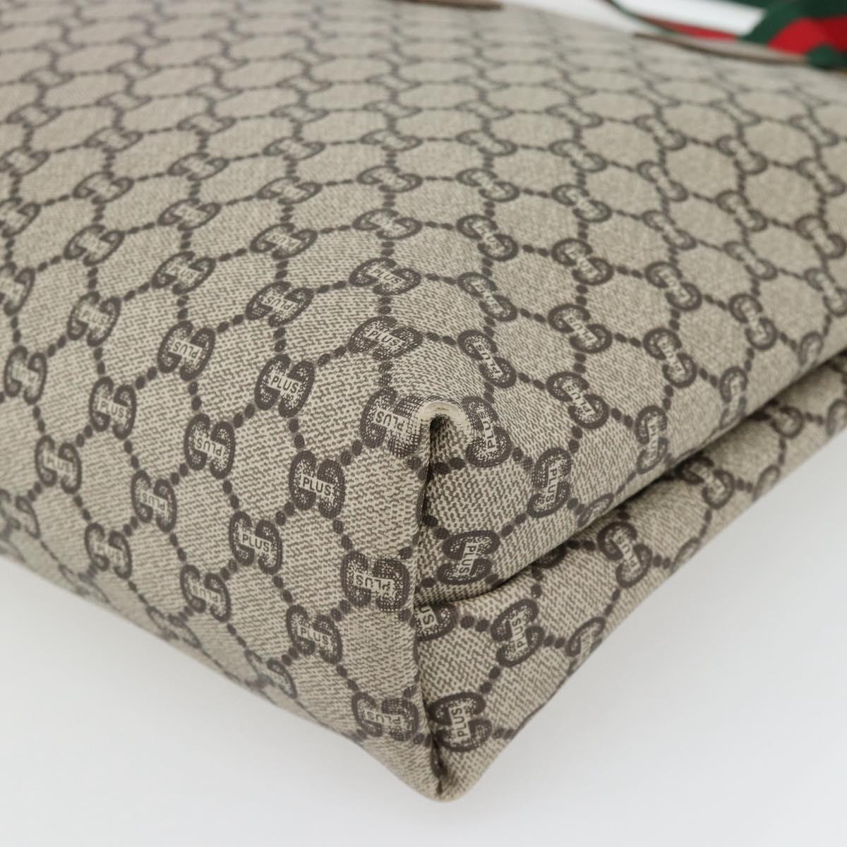 GUCCI GG Plus Supreme Web Sherry Line Tote Bag PVC Beige Red Green Auth 182365 - Jerrillo image 9