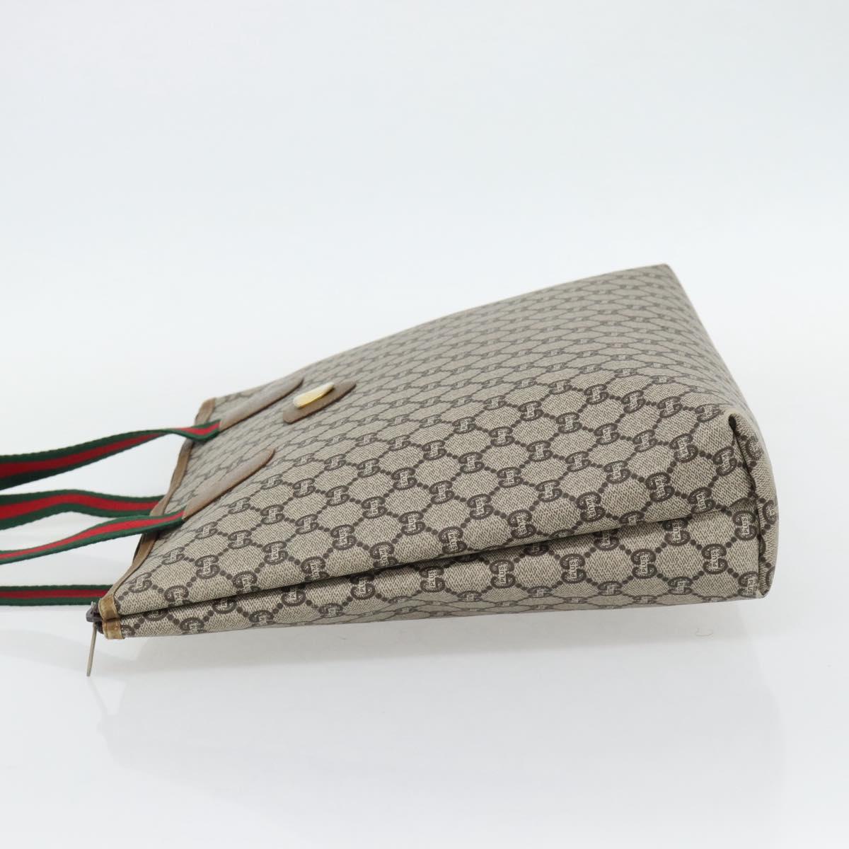 GUCCI GG Plus Supreme Web Sherry Line Tote Bag PVC Beige Red Green Auth 182365 - Jerrillo image 3