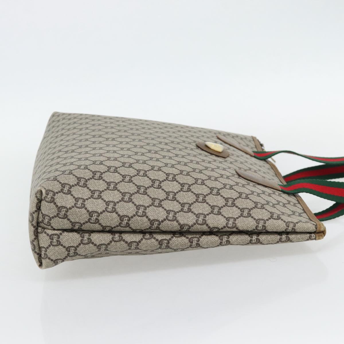 GUCCI GG Plus Supreme Web Sherry Line Tote Bag PVC Beige Red Green Auth 182365 - Jerrillo image 4