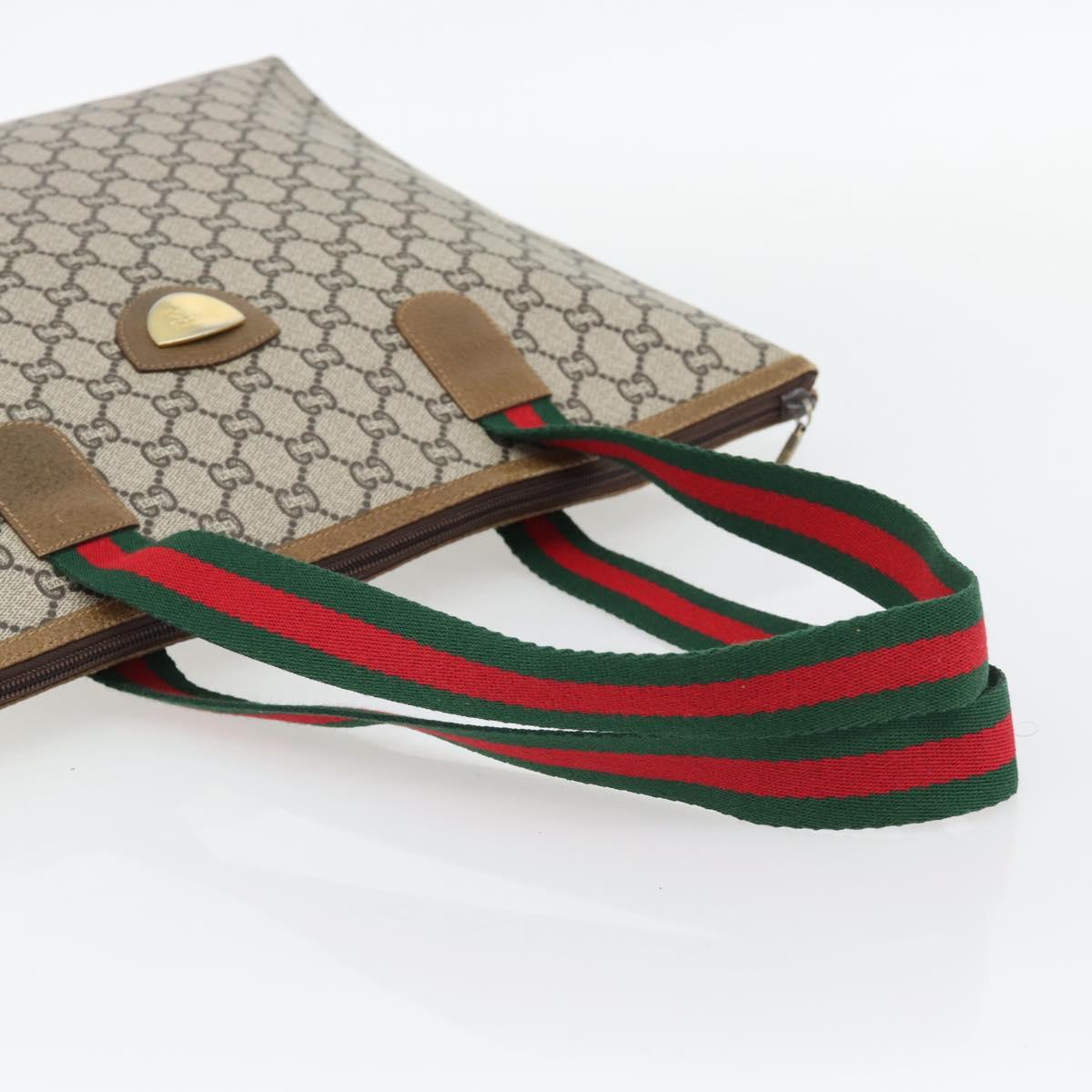 GUCCI GG Plus Supreme Web Sherry Line Tote Bag PVC Beige Red Green Auth 182365 - Jerrillo image 7