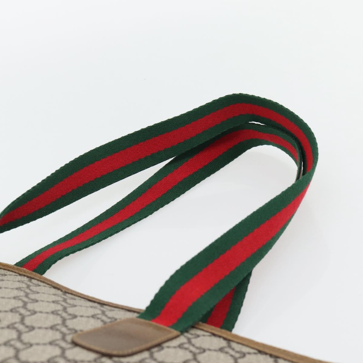 GUCCI GG Plus Supreme Web Sherry Line Tote Bag PVC Beige Red Green Auth 182365 - Jerrillo image 8