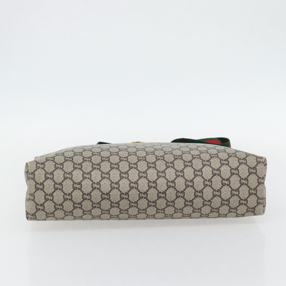 GUCCI GG Plus Supreme Web Sherry Line Tote Bag PVC Beige Red Green Auth 182365 - Jerrillo image 5