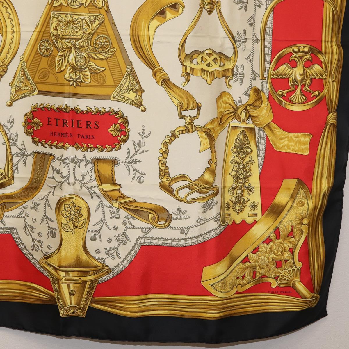 HERMES Carre 90 Scarf "ETRIERS" Silk Gold Auth 182548M - Jerrillo image 10