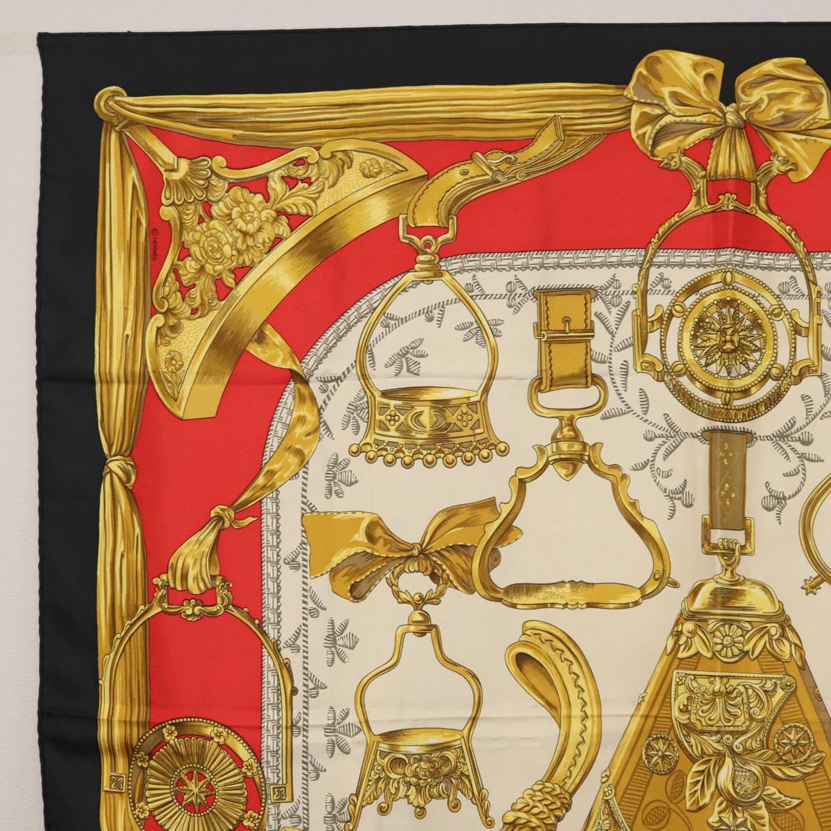 HERMES Carre 90 Scarf "ETRIERS" Silk Gold Auth 182548M - Jerrillo image 2