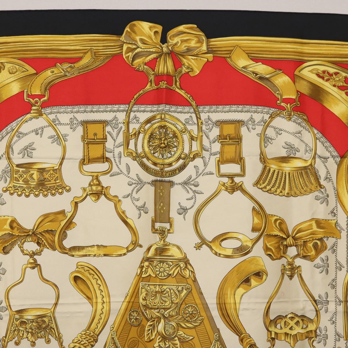 HERMES Carre 90 Scarf "ETRIERS" Silk Gold Auth 182548M - Jerrillo image 3