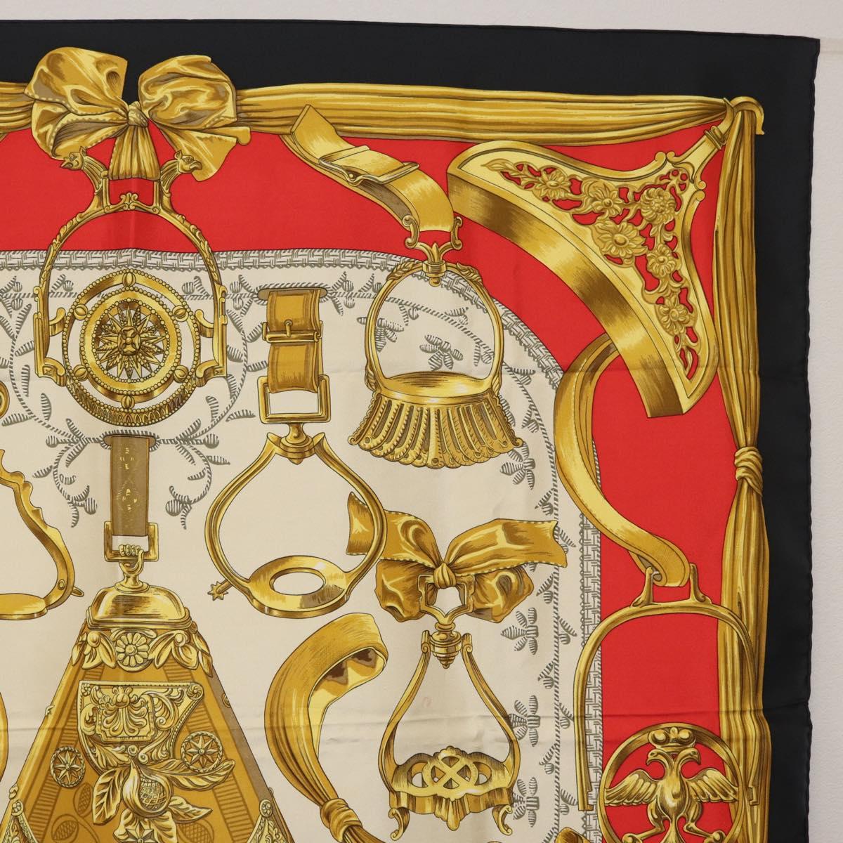 HERMES Carre 90 Scarf "ETRIERS" Silk Gold Auth 182548M - Jerrillo image 4