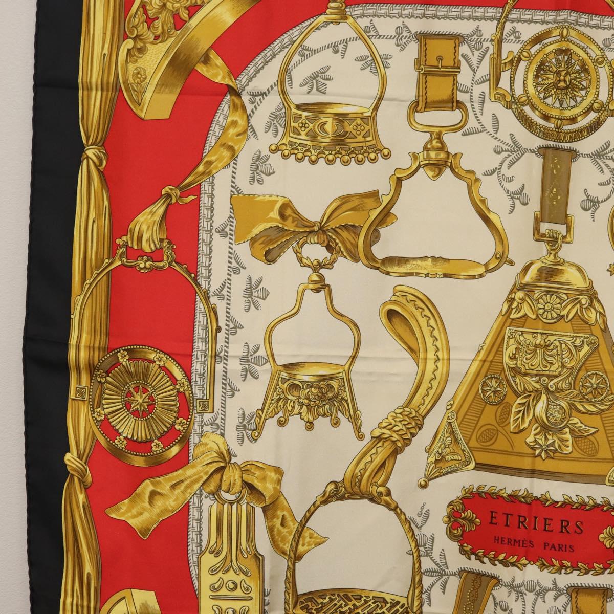 HERMES Carre 90 Scarf "ETRIERS" Silk Gold Auth 182548M - Jerrillo image 5