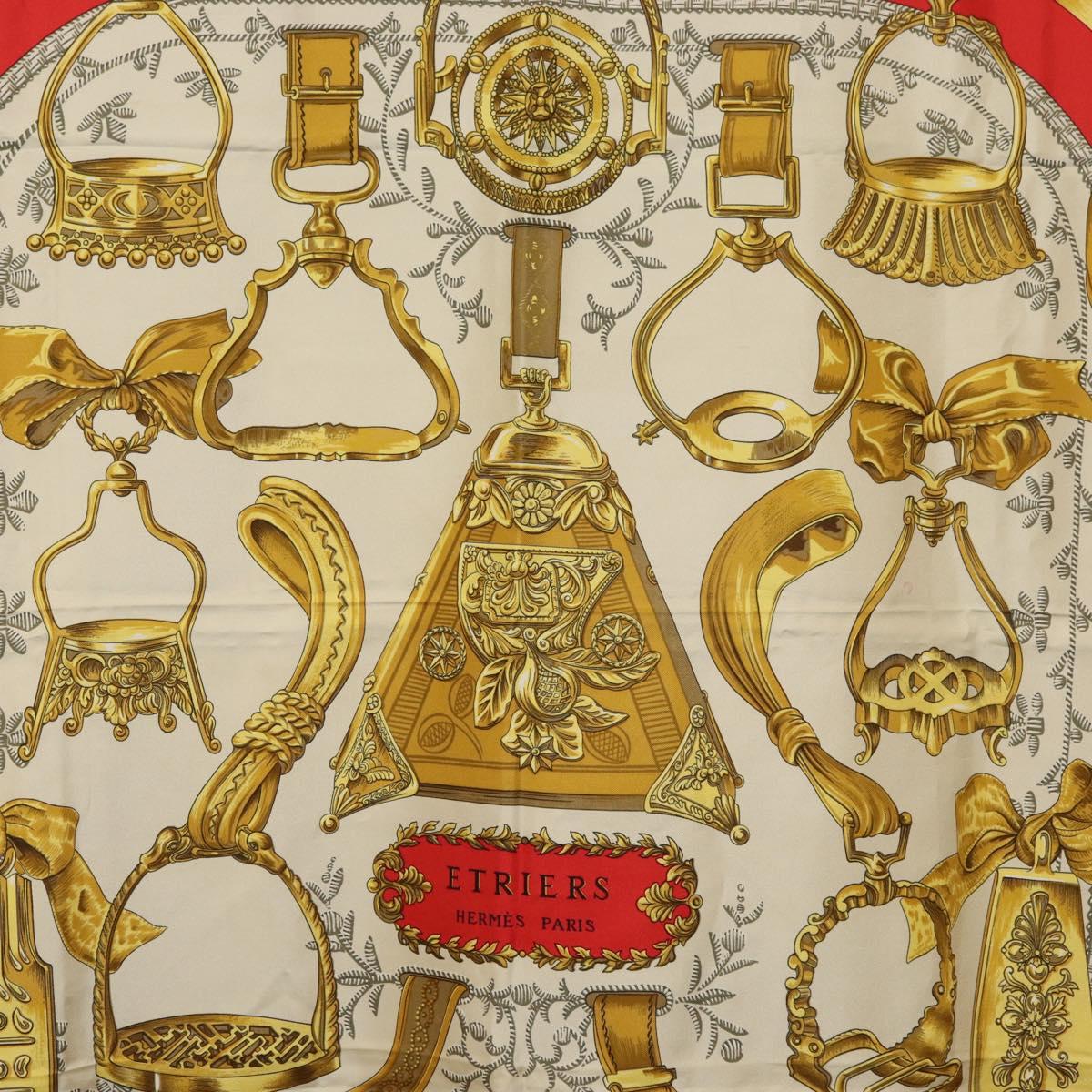 HERMES Carre 90 Scarf "ETRIERS" Silk Gold Auth 182548M - Jerrillo image 6