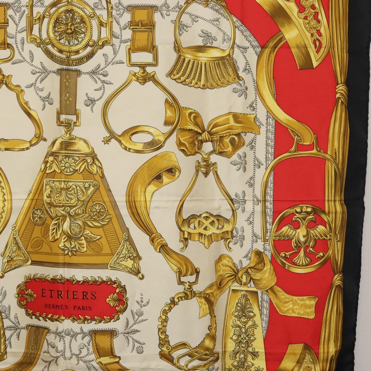 HERMES Carre 90 Scarf "ETRIERS" Silk Gold Auth 182548M - Jerrillo image 7