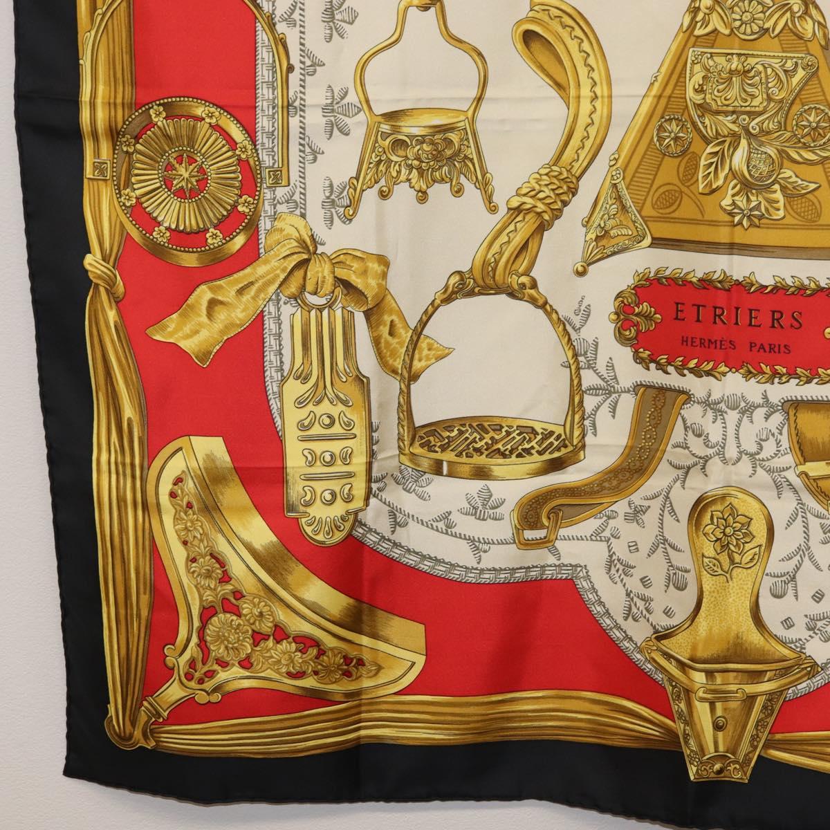 HERMES Carre 90 Scarf "ETRIERS" Silk Gold Auth 182548M - Jerrillo image 8