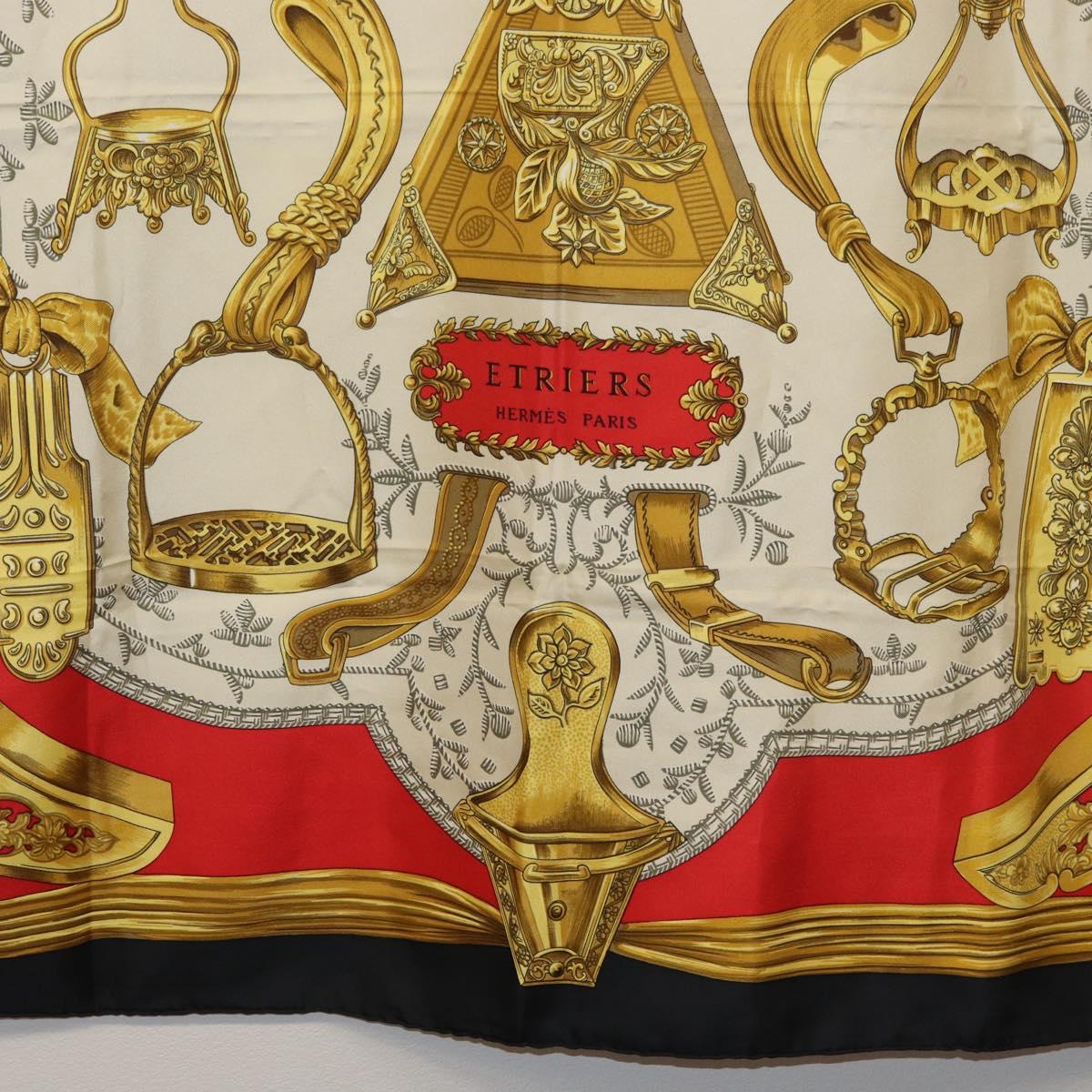HERMES Carre 90 Scarf "ETRIERS" Silk Gold Auth 182548M - Jerrillo image 9