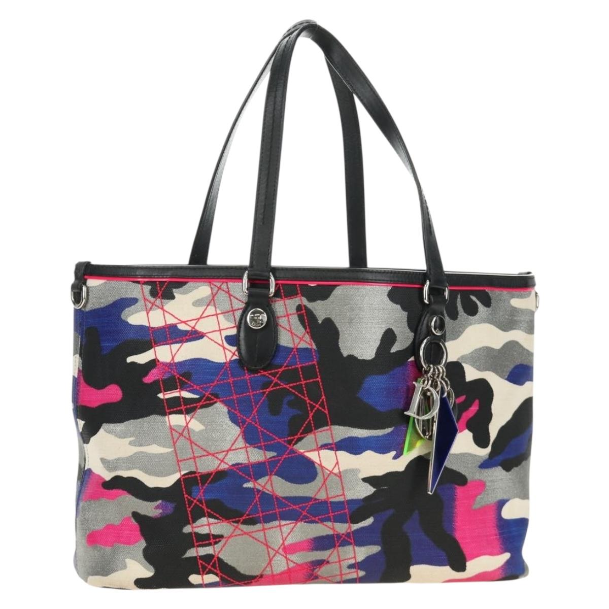 Christian Dior Anselmurail Tote Bag Canvas Multicolor Silver Auth 182566M - Jerrillo
