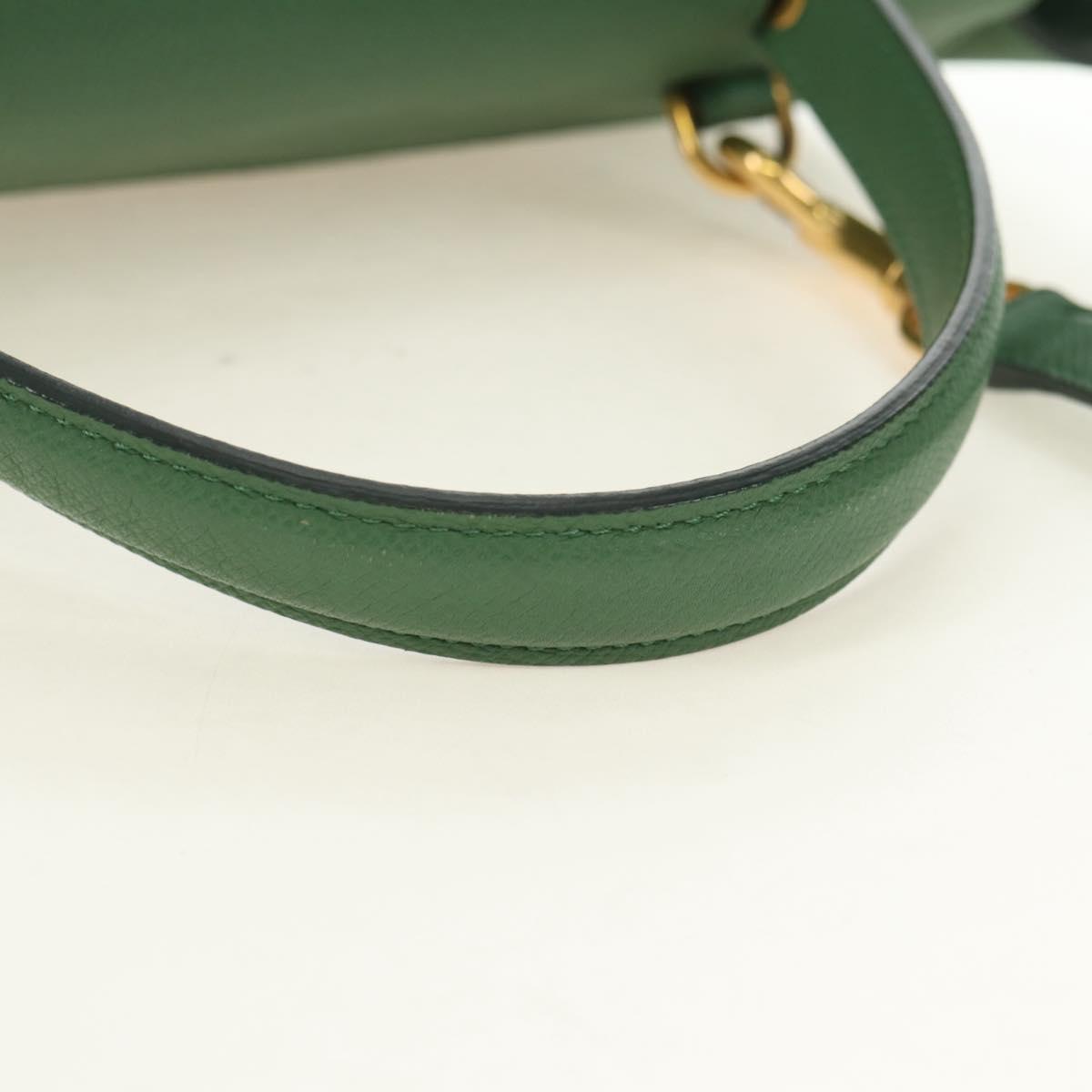 CELINE Mini Belt Hand Bag Leather 2way Green Gold Auth 182924M - Jerrillo image 7