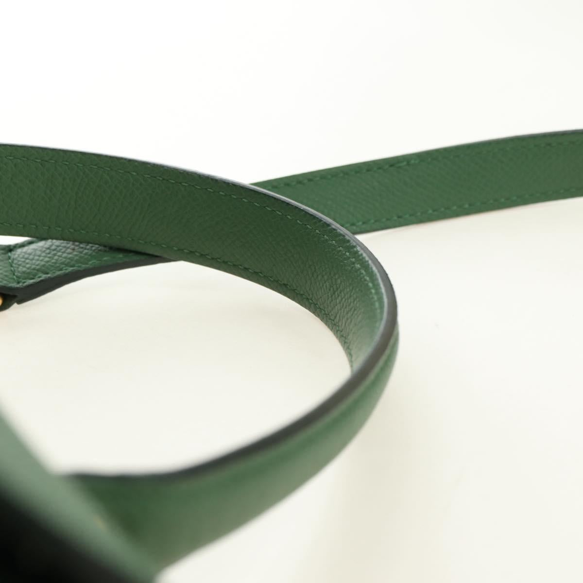 CELINE Mini Belt Hand Bag Leather 2way Green Gold Auth 182924M - Jerrillo image 8